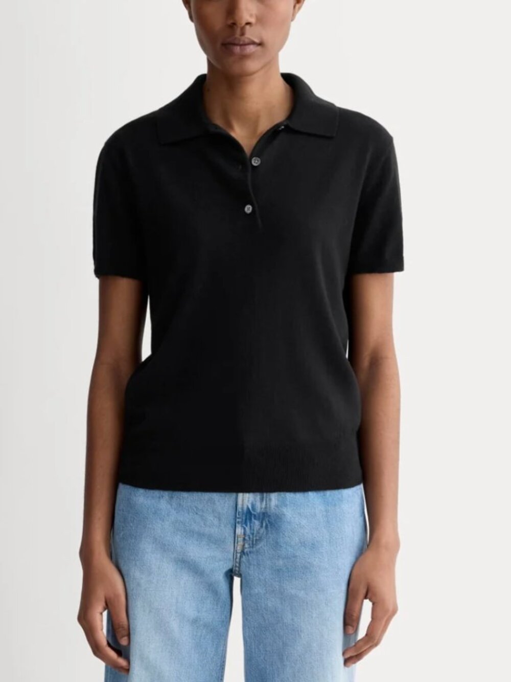 Everlane The Polo in Cotton Cashmere Black Size XS